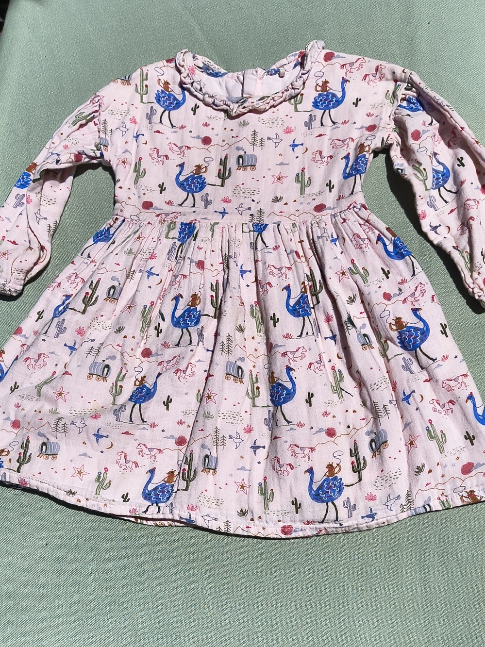 Marks and Spencer pink cotton cowgirl ostrich rodeo print dress